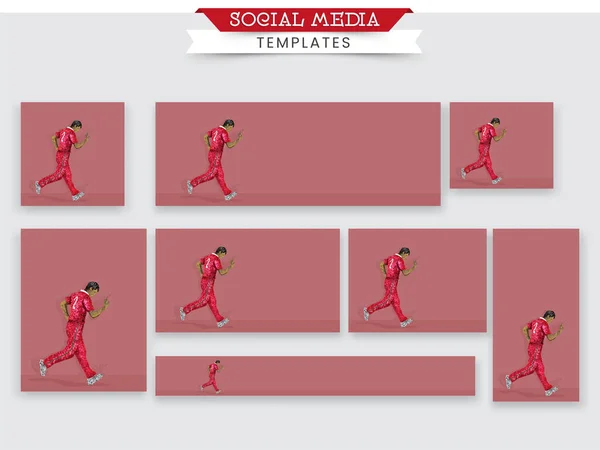 Social Media Posten Sammlungen Eines Cricketspielers Oder Bowlers Trikot Des — Stockvektor
