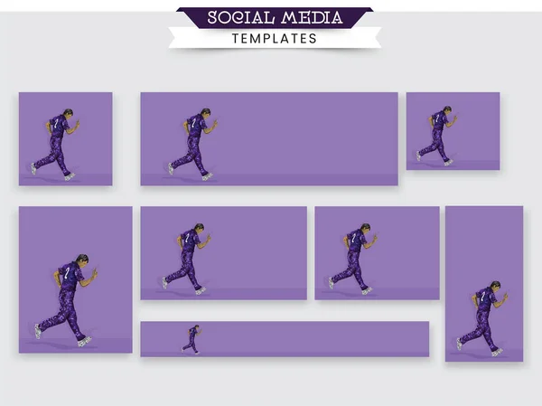 Social Media Post Collections Joueur Cricket Joueur Quilles Dans Équipe — Image vectorielle