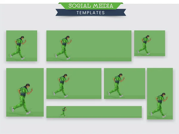 Social Media Post Collecties Van Een Cricket Player Bowler Team — Stockvector