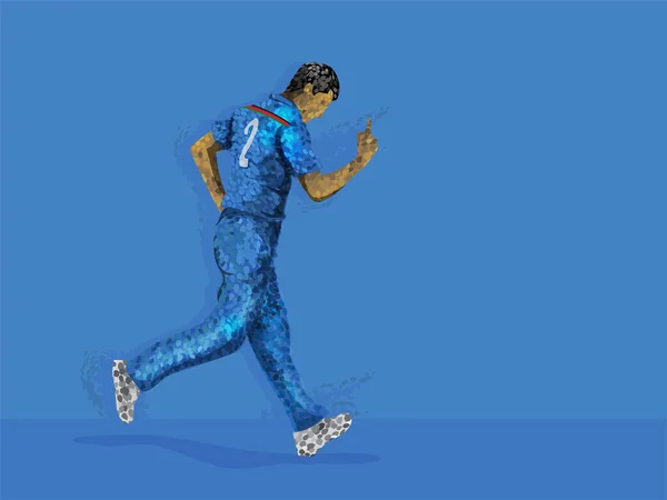 Cricketer Bowler Blue Colour Team Jersey Celebrando Com Espaço Cópia —  Vetores de Stock