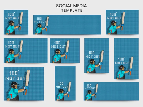 Modèle Médias Sociaux Conception Tête Avec Nouvelle Zélande Cricket Batter — Image vectorielle