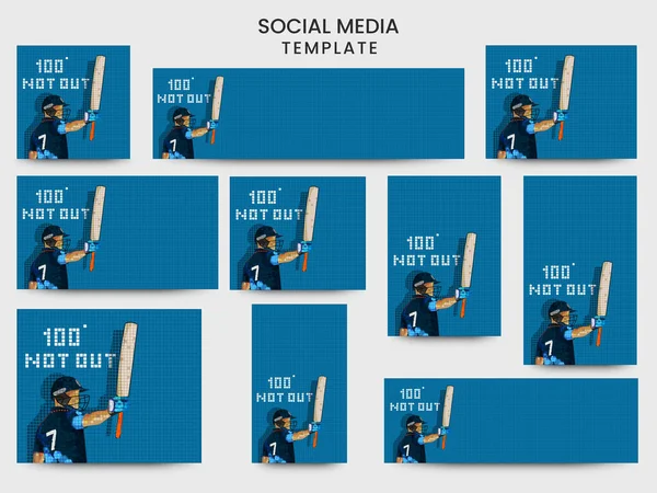 Posti Social Media Banner Design Set Con Lettore Pastella Cricket — Vettoriale Stock