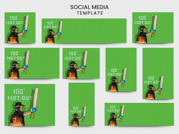 Modello Social Media Design Dell Intestazione Con Giocatore Pastella Cricket — Vettoriale Stock