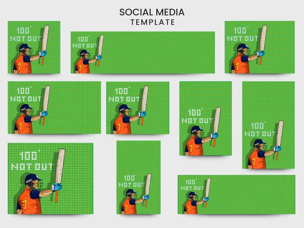 Social Media Post Collections Cricketer Batter Team Jersey Celebration Після — стоковий вектор