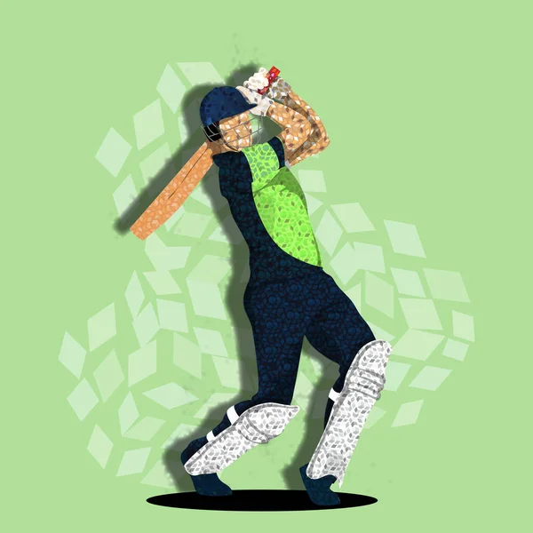 Illustration Irland Cricket Batter Spelare Med Romb Mönster Grön Bakgrund — Stock vektor