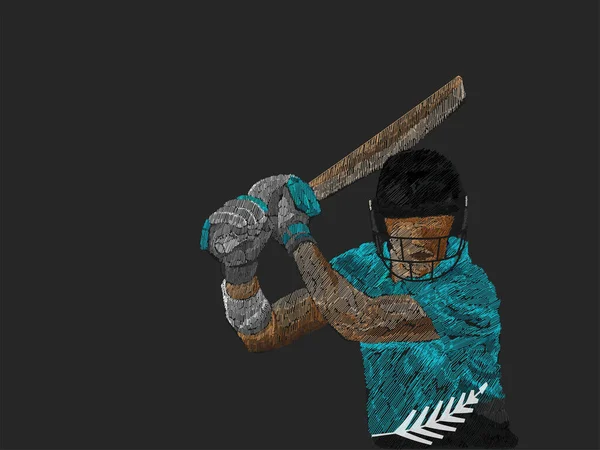 Игрок Новой Зеландии Крикету Черном Фоне — стоковый вектор