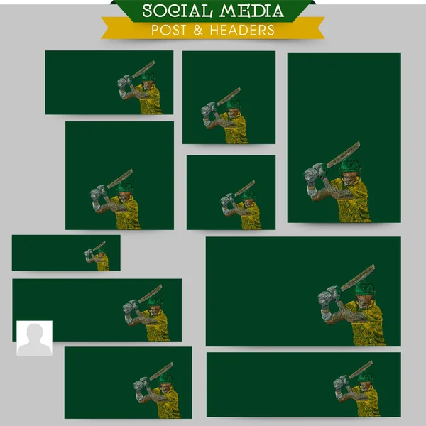泽西团队中的板球手或击球手在社交媒体上为你的信息播放带有复制空间的射击 Pixel Art Detailed Character Illustration — 图库矢量图片