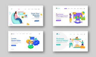 İş yönetimi, büyüme ve başarı için ilgili web şablonu veya indirme sayfası.