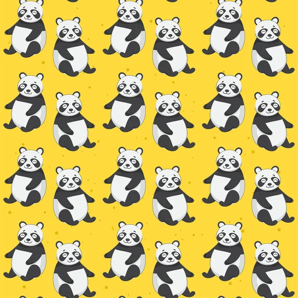 Oso Panda Dibujos Animados Decorado Sobre Fondo Amarillo — Archivo Imágenes Vectoriales