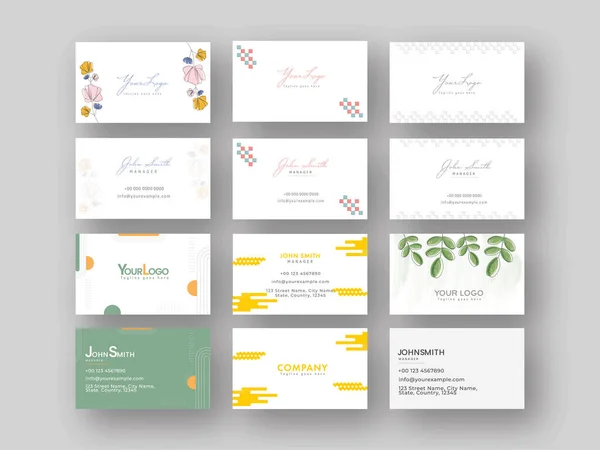 Conjunto Plantilla Tarjeta Visita Horizontal Vista Frontal Trasera — Vector de stock