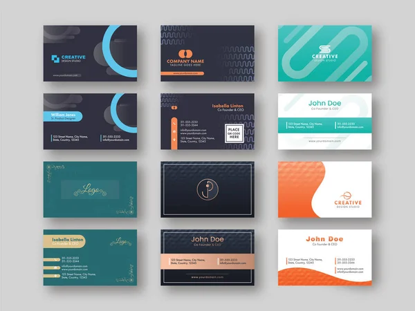 Juego Tarjetas Visita Negocios Abstractos Para Publicidad — Vector de stock