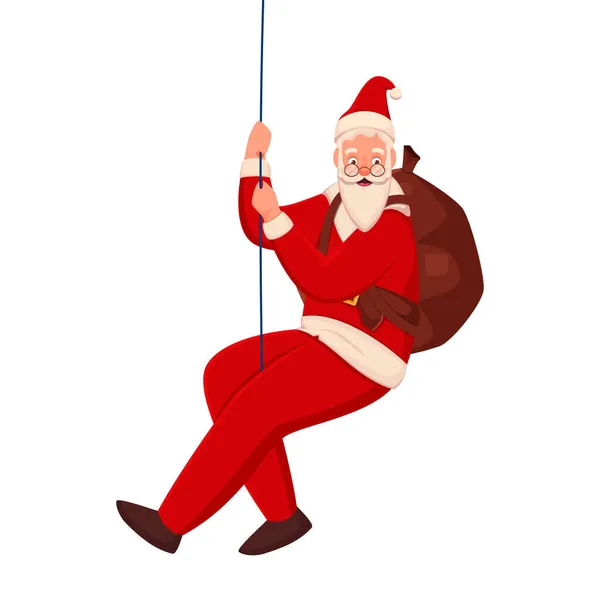Картун Санта Клаус Піднімається Ноги Білому Тлі — стоковий вектор