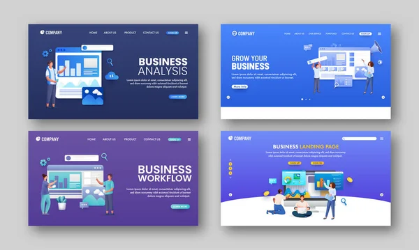 Responsieve Web Banner Landing Page Set Voor Business Concept — Stockvector