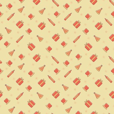 Düz Tarz Parti Element Deseni Arkaplanı Sarı ve Turuncu Renkli.