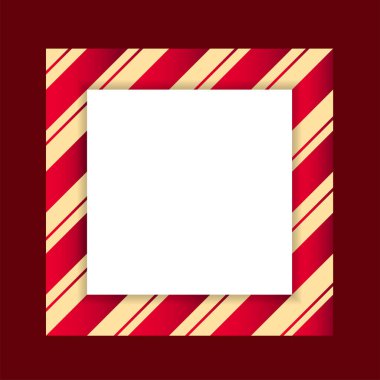 Kırmızı ve Pastel Turuncu Çizgili Boş Kare Çerçeve.