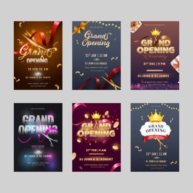 Gri Arkaplanda Olay Detaylı Büyük Açılış Partisi İlan Tasarımı.
