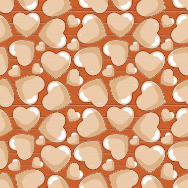 Turuncu Ahşap Doku Geçmişinde Kusursuz Kalp Deseni.