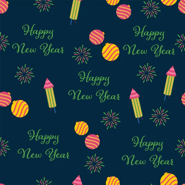 Seamless Happy New Year Theme Pattern Background — Stock Vector