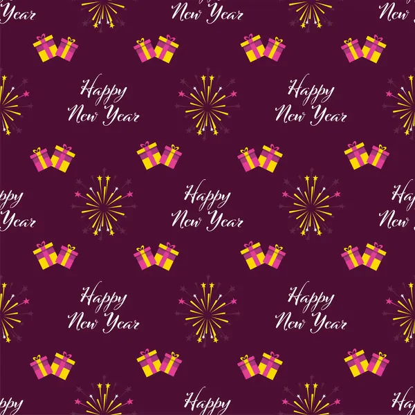 Ευτυχισμένο Νέο Έτος Θέμα Seamless Μοτίβο Φόντο Σκούρο Ροζ Χρώμα — Διανυσματικό Αρχείο