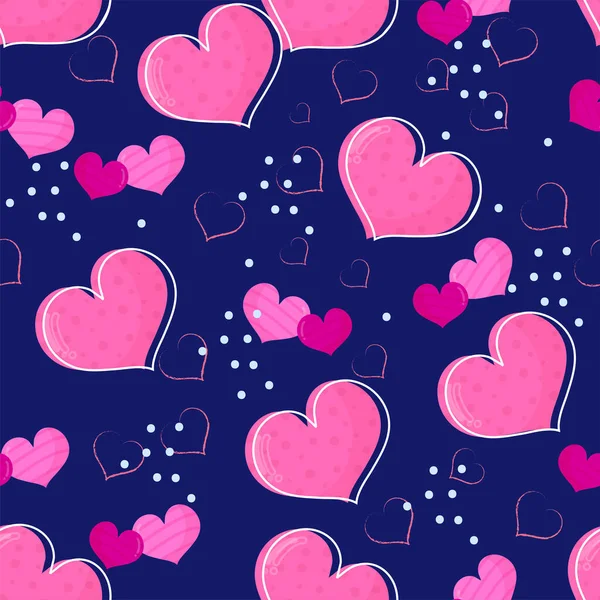 Corações Cor Rosa Decorados Fundo Azul Para Tema Amor — Vetor de Stock