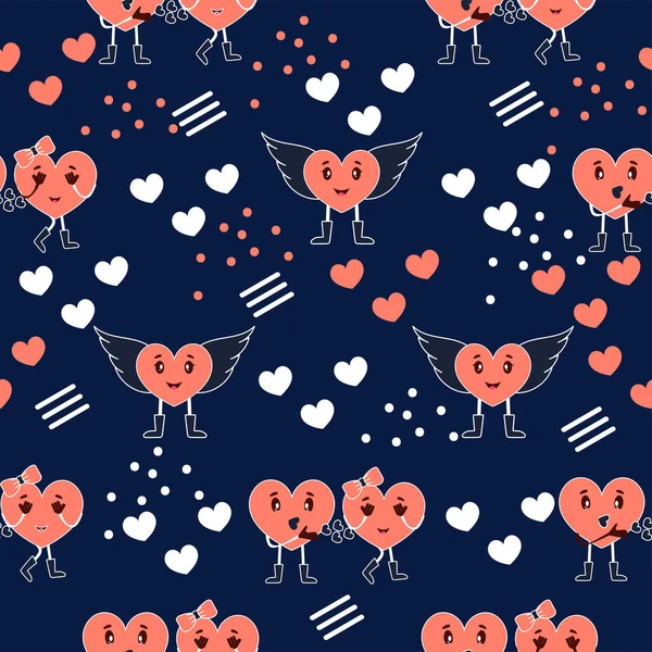 Seamless Love Theme Pattern Background Peach Blue Color — Stock Vector