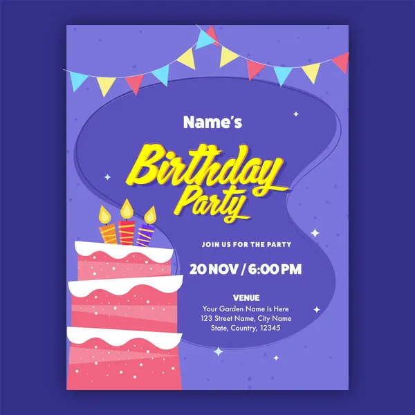Κάρτα Πρόσκληση Κόμμα Γενέθλια Lit Κεριά Για Νόστιμα Κέικ Και — Διανυσματικό Αρχείο