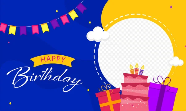 Boldog Születésnapot Üdvözlőlapot Adott Helyet Kép Vagy Szöveg Kék Sárga — Stock Vector