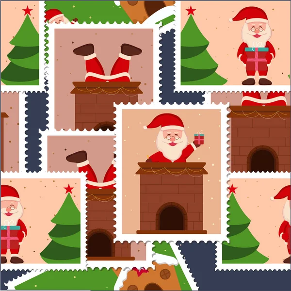 クリスマス切手のシームレスなパターン — ストックベクタ