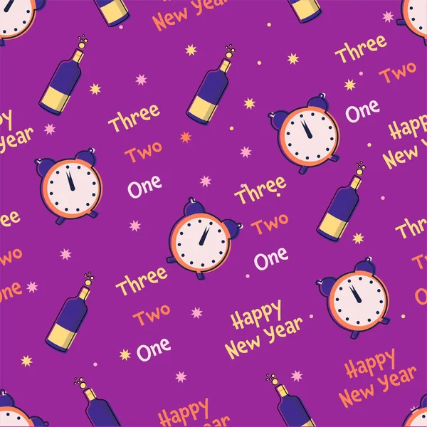 Безшовний Візерунок Новорічної Теми Фіолетовому Кольорі — стоковий вектор