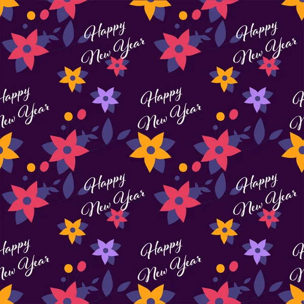 Ατελείωτη Καλή Χρονιά Γραμματοσειρά Floral Pattern Ιστορικό — Διανυσματικό Αρχείο