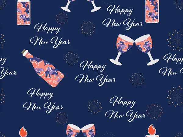 Sans Couture Happy New Year Thème Motif Arrière Plan — Image vectorielle