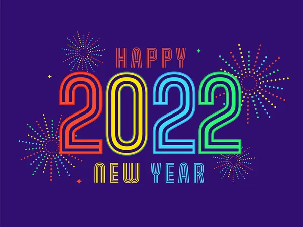 Fuente Colorida Del Año Nuevo 2022 Feliz Con Fuegos Artificiales — Archivo Imágenes Vectoriales