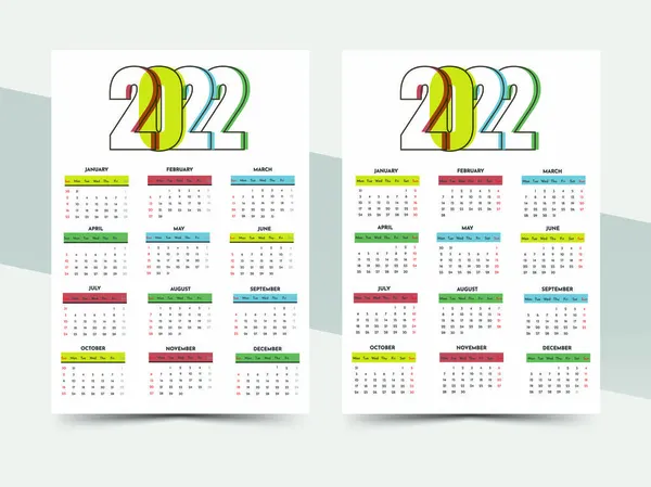 2022 Jährliche Wandkalender Vorlage Design Zwei Optionen — Stockvektor