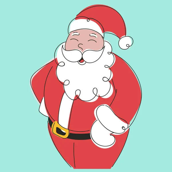 Caractère Mignon Père Noël Sur Fond Turquoise — Image vectorielle