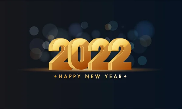 Golden 2022 Číslo Efektem Bokeh Černém Pozadí Pro Šťastný Nový — Stockový vektor