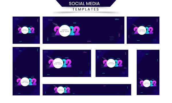 Collection Modèle Médias Sociaux Mise Page Tête Pour 2022 Happy — Image vectorielle