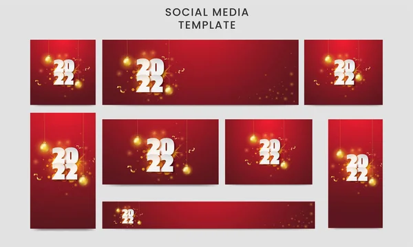 Social Media Template Und Header Set Mit Paper Cut 2022 — Stockvektor