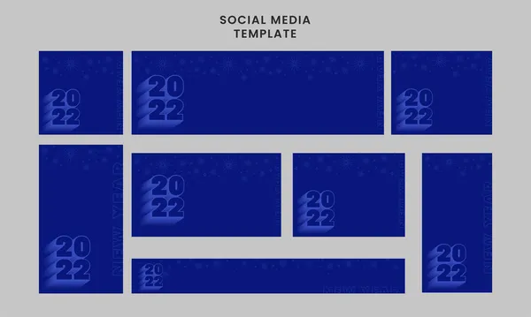 Social Media Template Header Set 2022 Number Blue Color — 스톡 벡터