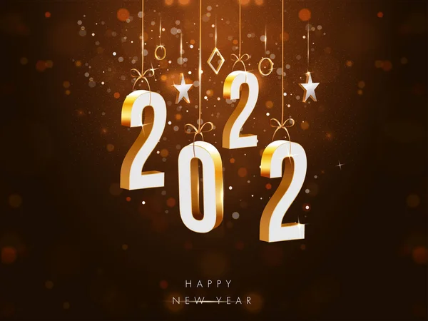 2022 Nombre Accrocher Avec Des Étoiles Élément Géométrique Effet Bokeh — Image vectorielle