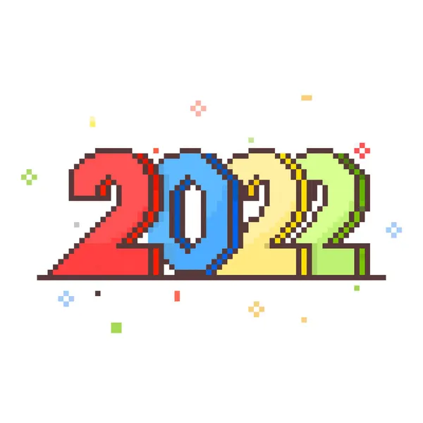 Colorful Pixel Art 2022 Number White Background — Stock Vector