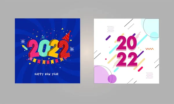 2022 Happy New Year Social Media Posts Greeting Card Two — Stockový vektor