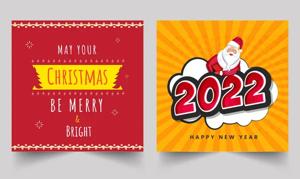 2022 Nieuwjaar Vrolijk Kerstfeest Social Media Berichten Rood Oranje Kleur — Stockvector