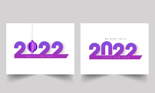 Gradient Purple 2022 Number Paper Cut Bauble Hang White Background — 스톡 벡터