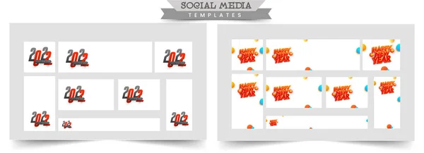 Set Modelli Social Media Design Banner 2022 Concetto Celebrazione Felice — Vettoriale Stock