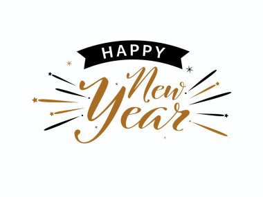 Beyaz Arkaplanda Patlayıcı Mutlu Yıllar Yazı Tipi.