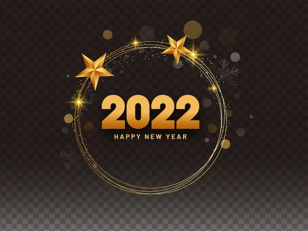 Golden 2022 Happy New Year Font String Frame Stars Lights — Stockový vektor