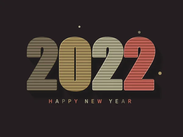 ストライプパターン2022年新年のコンセプトのための黒の背景に番号 — ストックベクタ