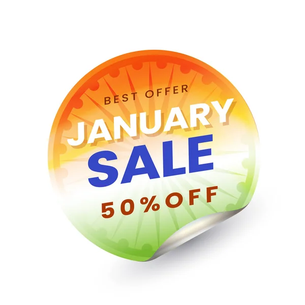 January Sale Sticker Label Discount Offer Tricolor — Stock Vector