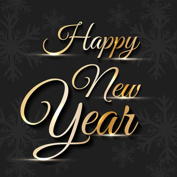 Golden Happy New Year Calligrafia Con Effetto Luce Sfondo Nero — Vettoriale Stock