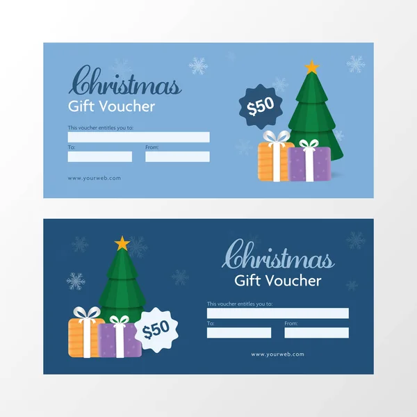 Collectie Van Christmas Gift Voucher Banner Lay Out Met Papieren — Stockvector